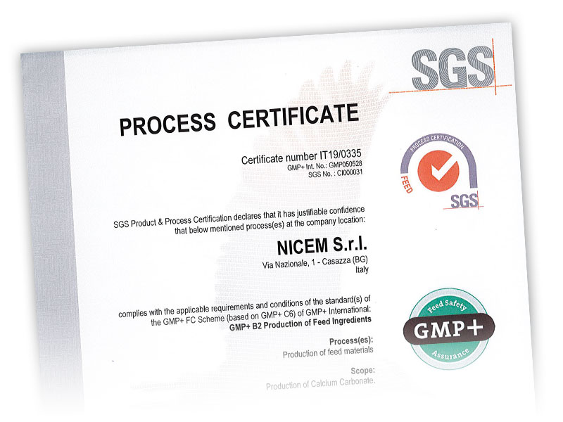 Nicem srl Casazza BG Produzione Carbonato di Calcio Certificazioni GMP+ B2