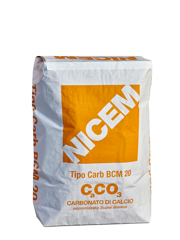 Sacco Carta 25 Kg BCM 20 Carbonato di Calcio con granulometria
<br>
D90 < 12µm   D50 < 3µm